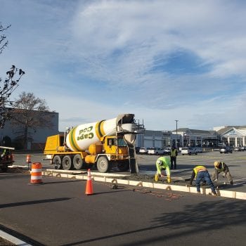 Cape Cod Ready Mixer on site delivering concrete